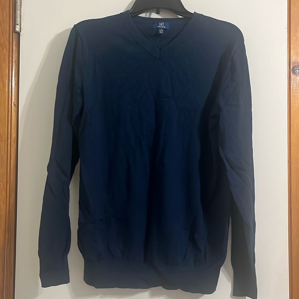 George Men’s pullover V Neck Sweater size S Navy blue